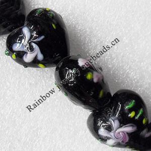 Lampwork Beads, Heart 20mm Hole:About 1.5mm, Sold by PC