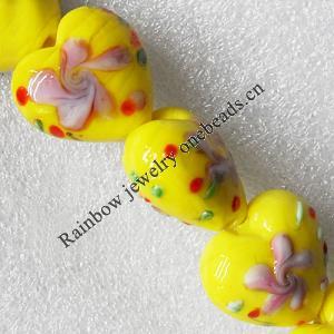 Lampwork Beads, Heart 20mm Hole:About 1.5mm, Sold by PC