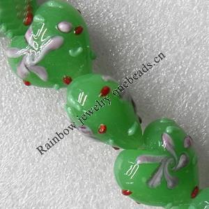 Lampwork Beads, Heart 20mm Hole:About 1.5mm, Sold by PC