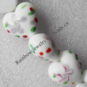 Lampwork Beads, Heart 20mm Hole:About 1.5mm, Sold by PC