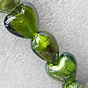 Silver Foil Lampwork Beads, Heart 15mm Hole:About 1.5mm, Sold by PC