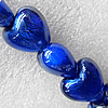 Silver Foil Lampwork Beads, Heart 12mm Hole:About 1.5mm, Sold by PC