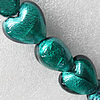 Silver Foil Lampwork Beads, Heart 12mm Hole:About 1.5mm, Sold by PC