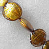 Silver Foil Lampwork Beads, Flat Round 15mm Hole:About 1.5mm, Sold by PC