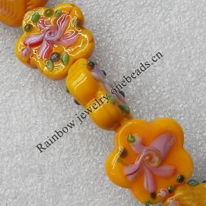 Lampwork Beads, Flower 25mm Hole:About 1.5mm, Sold by PC