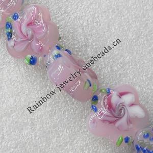 Lampwork Beads, Flower 25mm Hole:About 1.5mm, Sold by PC