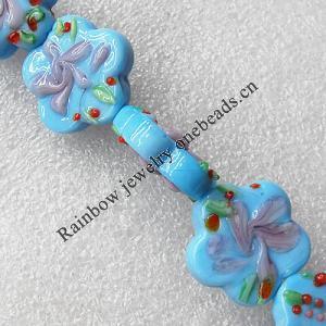 Lampwork Beads, Flower 25mm Hole:About 1.5mm, Sold by PC