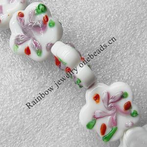 Lampwork Beads, Flower 25mm Hole:About 1.5mm, Sold by PC