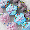 Lampwork Beads, Mix Color Flower 25mm Hole:About 1.5mm, Sold by Group