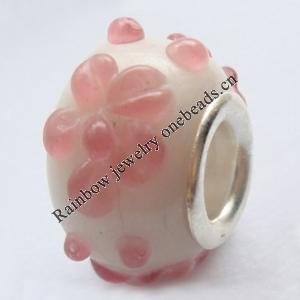 European Style Lampwork Beads With 925 sterling silver Core, 10x14mm Hole:About 5mm, Sold by PC