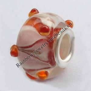 European Style Lampwork Beads With 925 sterling silver Core, 10x14mm Hole:About 5mm, Sold by PC