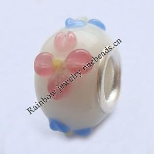 European Style Lampwork Beads With 925 sterling silver Core, 10x14mm Hole:About 5mm, Sold by PC