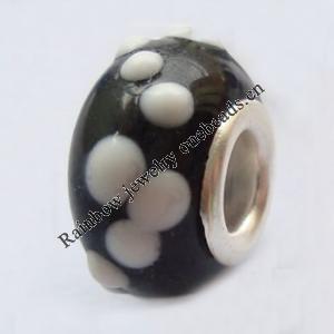 European Style Lampwork Beads With 925 sterling silver Core, 10x14mm Hole:About 5mm, Sold by PC