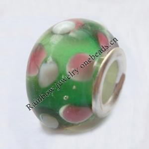 European Style Lampwork Beads With 925 sterling silver Core, 10x14mm Hole:About 5mm, Sold by PC