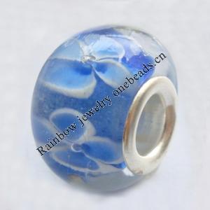 European Style Lampwork Beads With 925 sterling silver Core, 10x14mm Hole:About 5mm, Sold by PC