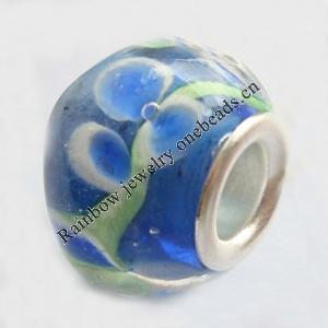 European Style Lampwork Beads With 925 sterling silver Core, 10x14mm Hole:About 5mm, Sold by PC