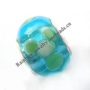 European Style Lampwork Beads With 925 sterling silver Core, 10x14mm Hole:About 5mm, Sold by PC