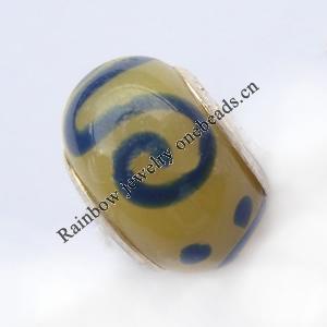 European Style Lampwork Beads With 925 sterling silver Core, 10x14mm Hole:About 5mm, Sold by PC