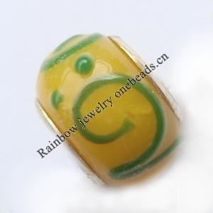 European Style Lampwork Beads With 925 sterling silver Core, 10x14mm Hole:About 5mm, Sold by PC