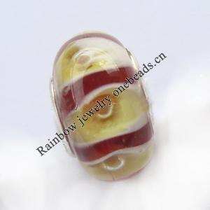 European Style Lampwork Beads With 925 sterling silver Core, 10x14mm Hole:About 5mm, Sold by PC