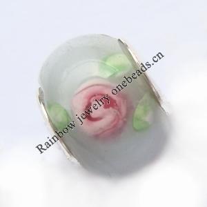 European Style Lampwork Beads With 925 sterling silver Core, 10x14mm Hole:About 5mm, Sold by PC