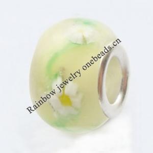 European Style Lampwork Beads With 925 sterling silver Core, 10x14mm Hole:About 5mm, Sold by PC