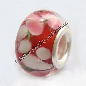 European Style Lampwork Beads With 925 sterling silver Core, 10x14mm Hole:About 5mm, Sold by PC