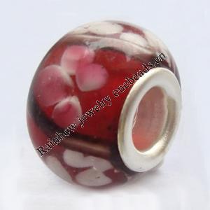 European Style Lampwork Beads With 925 sterling silver Core, 10x14mm Hole:About 5mm, Sold by PC