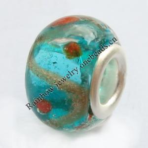 European Style Lampwork Beads With 925 sterling silver Core, 10x14mm Hole:About 5mm, Sold by PC