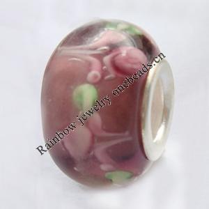 European Style Lampwork Beads With 925 sterling silver Core, 10x14mm Hole:About 5mm, Sold by PC