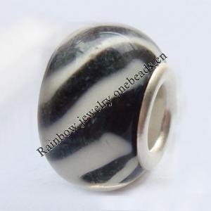 European Style Lampwork Beads With 925 sterling silver Core, 10x14mm Hole:About 5mm, Sold by PC