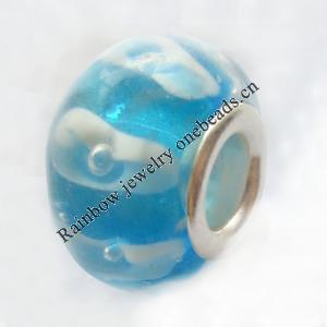 European Style Lampwork Beads With 925 sterling silver Core, 10x14mm Hole:About 5mm, Sold by PC