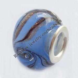 European Style Lampwork Beads With 925 sterling silver Core, 10x14mm Hole:About 5mm, Sold by PC