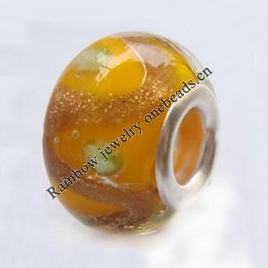 European Style Lampwork Beads With 925 sterling silver Core, 10x14mm Hole:About 5mm, Sold by PC