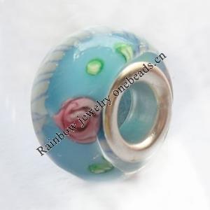 European Style Lampwork Beads With 925 sterling silver Core, 10x14mm Hole:About 5mm, Sold by PC