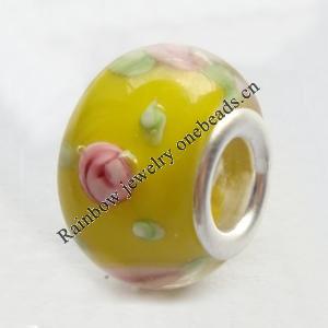 European Style Lampwork Beads With 925 sterling silver Core, 10x14mm Hole:About 5mm, Sold by PC