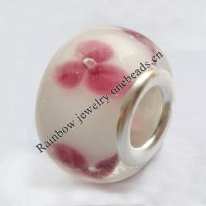 European Style Lampwork Beads With 925 sterling silver Core, 10x14mm Hole:About 5mm, Sold by PC