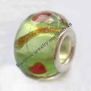 European Style Lampwork Beads With 925 sterling silver Core, 10x14mm Hole:About 5mm, Sold by PC