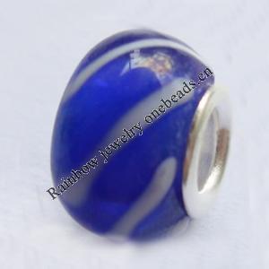 European Style Lampwork Beads With 925 sterling silver Core, 10x14mm Hole:About 5mm, Sold by PC