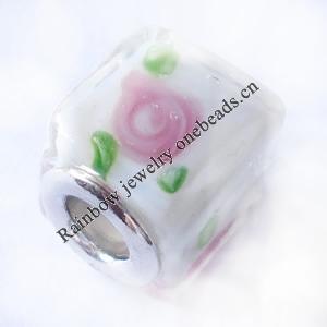 European Style Lampwork Beads With 925 sterling silver Core, 10x14mm Hole:About 5mm, Sold by PC