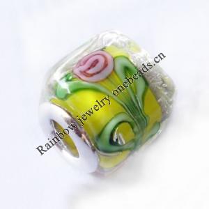 European Style Lampwork Beads With 925 sterling silver Core, 10x14mm Hole:About 5mm, Sold by PC