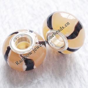 European Style Lampwork Beads With 925 sterling silver Core, 10x14mm Hole:About 5mm, Sold by PC