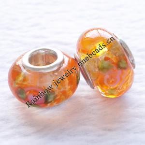 European Style Lampwork Beads With 925 sterling silver Core, 10x14mm Hole:About 5mm, Sold by PC