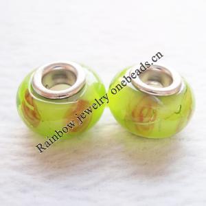 European Style Lampwork Beads With 925 sterling silver Core, 10x14mm Hole:About 5mm, Sold by PC