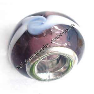 European Style Lampwork Beads With 925 sterling silver Core, 10x14mm Hole:About 5mm, Sold by PC