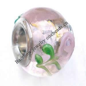 European Style Lampwork Beads With 925 sterling silver Core, 10x14mm Hole:About 5mm, Sold by PC