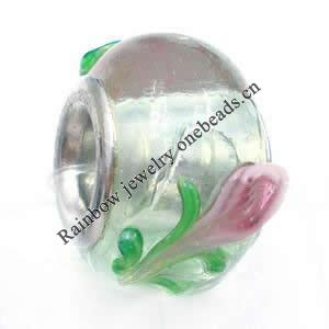 European Style Lampwork Beads With 925 sterling silver Core, 10x14mm Hole:About 5mm, Sold by PC