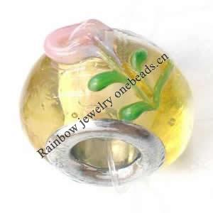 European Style Lampwork Beads With 925 sterling silver Core, 10x14mm Hole:About 5mm, Sold by PC