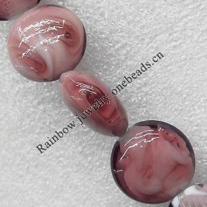 Lampwork Beads, Flat Round 20mm Hole:About 1.5mm, Sold by PC