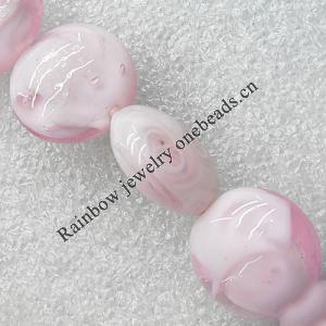 Lampwork Beads, Flat Round 20mm Hole:About 1.5mm, Sold by PC